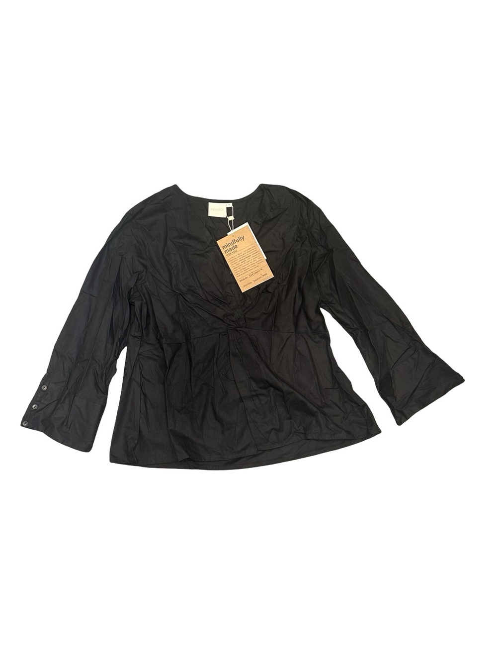 NWT Reistor Women’s Large Black V-Neck Twist Front Blouse